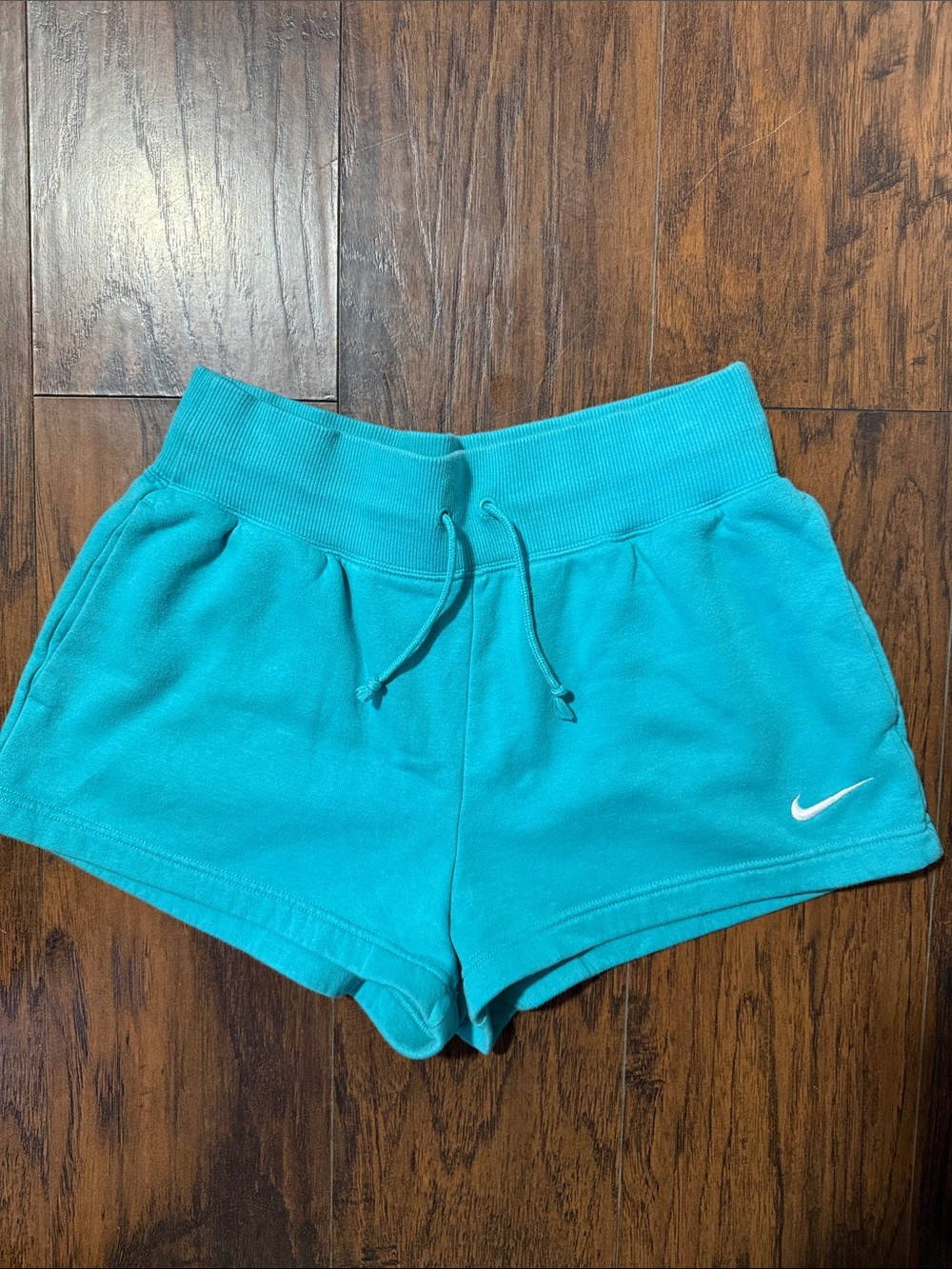 Nike Women's Teal Athletic Shorts with Drawstring Waistband